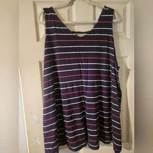 Lane Bryant Livi active v neck tunic tank, navy with red and white stripes 26/28